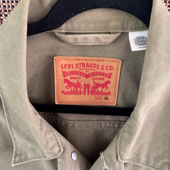 Levi's Trucker Jacket - Sage Green Duck Canvas - Size XL Relaxed Fit - Picture 4 of 4